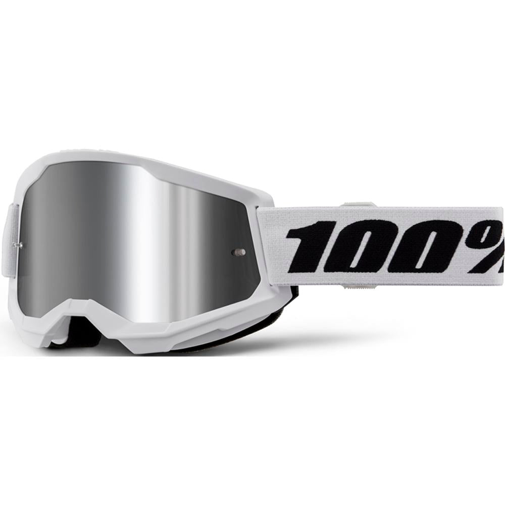 100% Strata2 JUNIOR Goggle Wht-Mir Sil Lens
