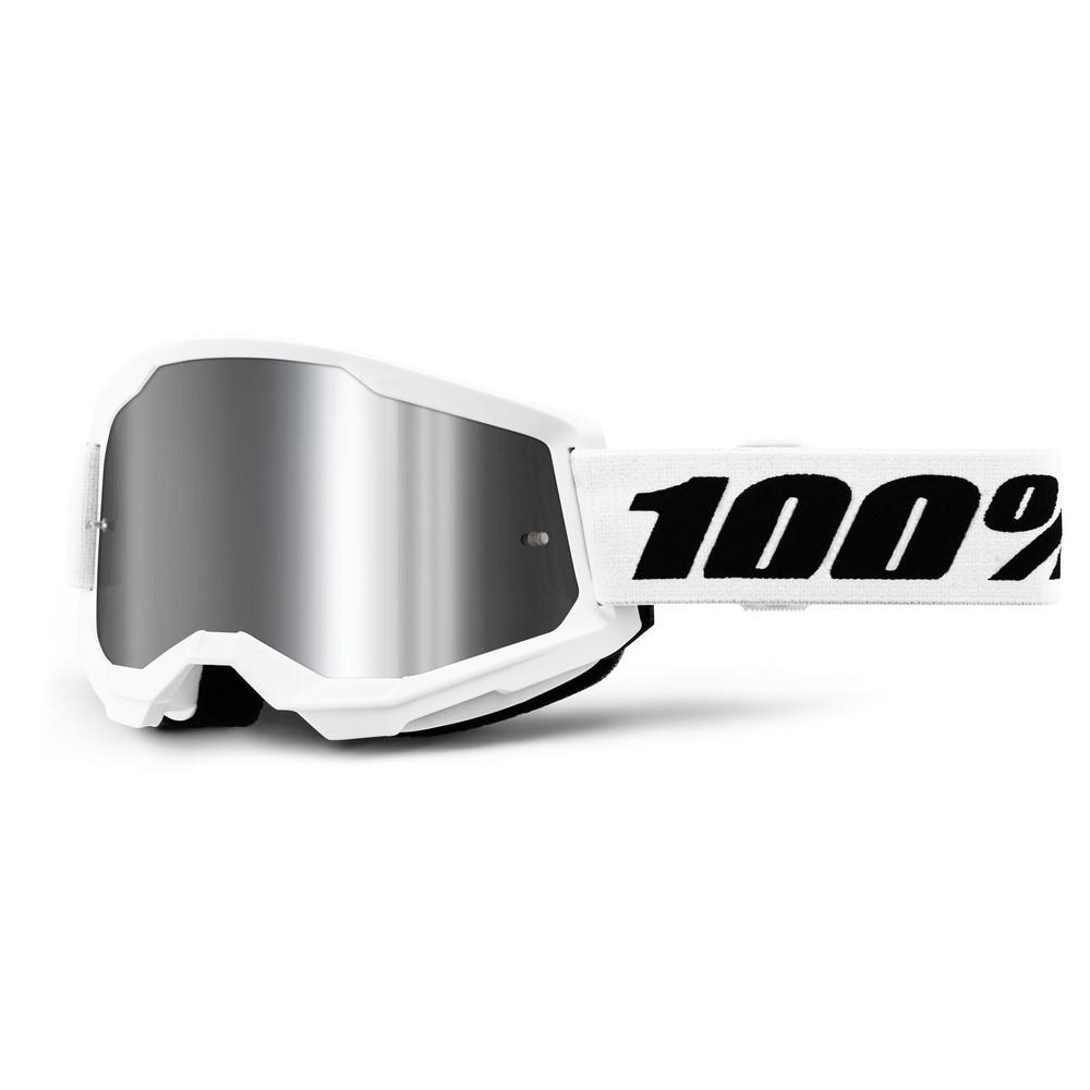 100% Strata2 Goggle Wht-Mirror Silver Lens