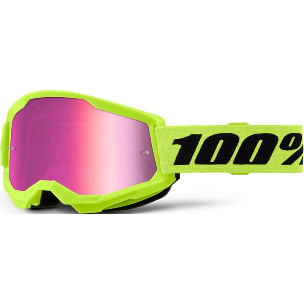 100% Strata2 Goggle Neon Yel-Mir Pink Lens
