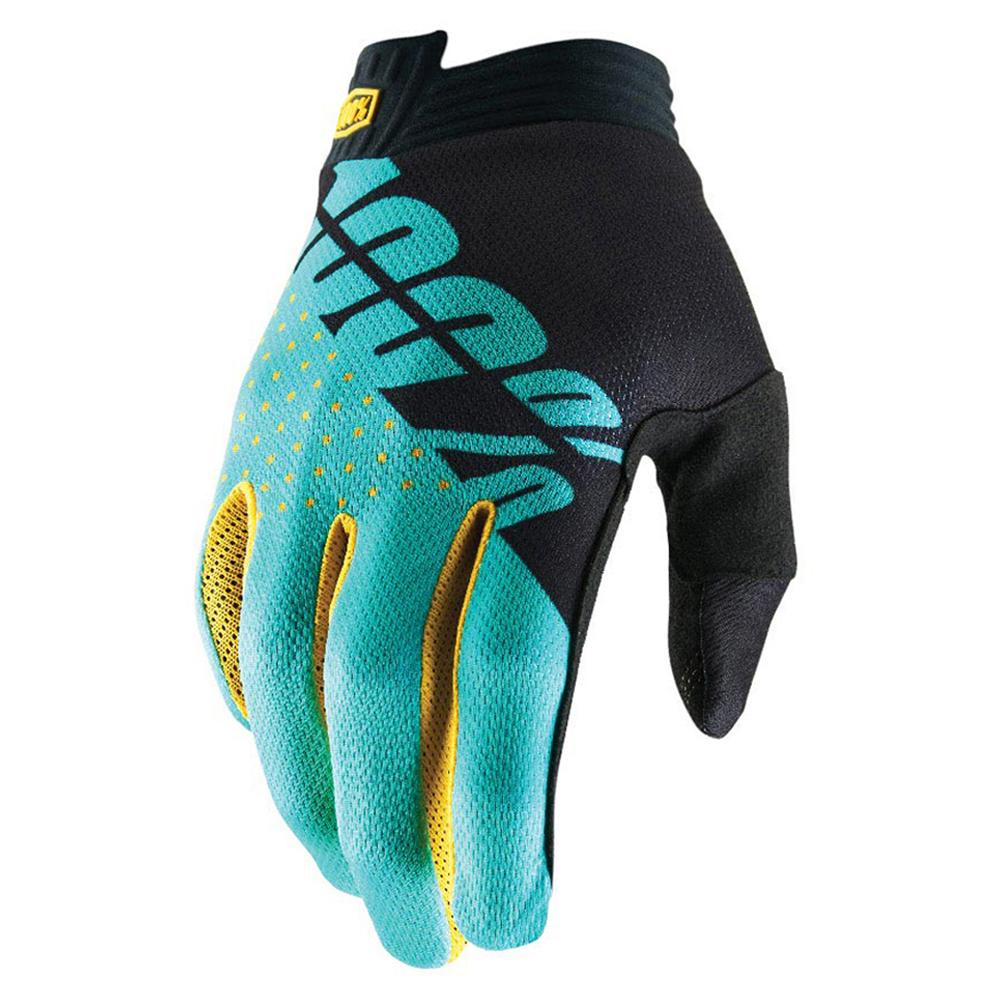 100% Itrack Black/Aqua Gloves