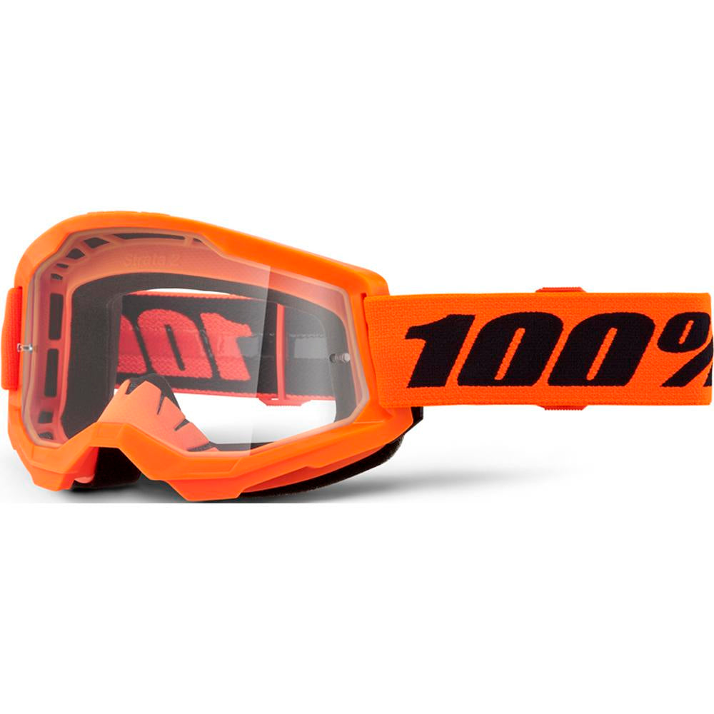 100% Strata2 Goggle Neon Orange - Clear Lens